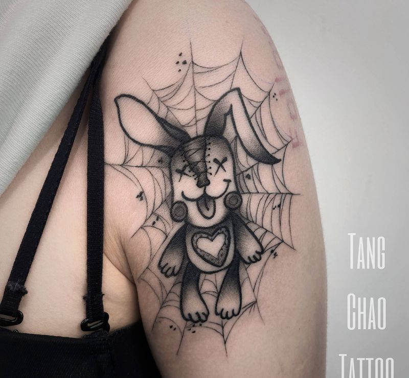 兔兔纹身图片_手臂Old School纹身图案