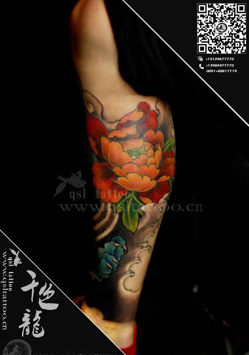 传统唐狮子纹身图片