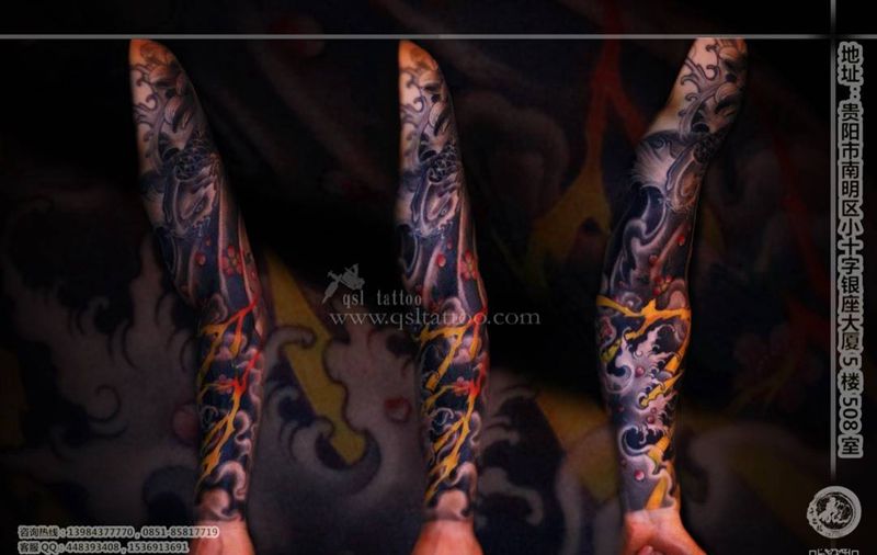 传统浪花纹身图片