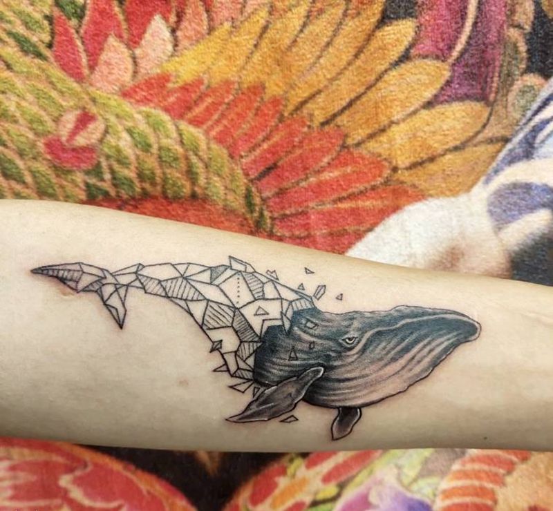鲸鱼纹身图片_几何纹身图案