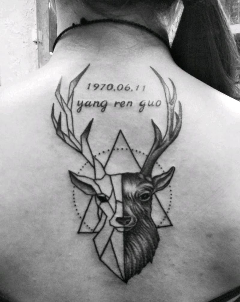 一半鹿纹身图片