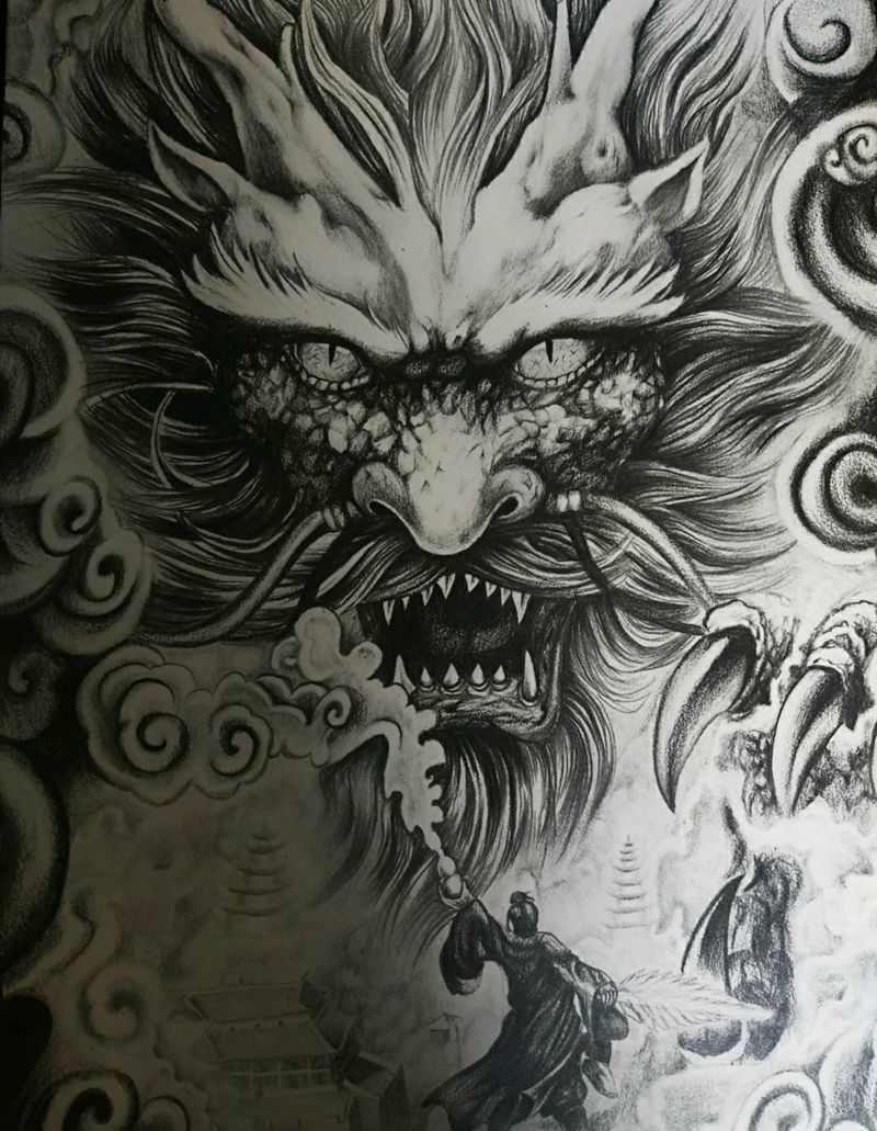 原创满背手稿纹身图片_写实原创成品手稿纹身图案