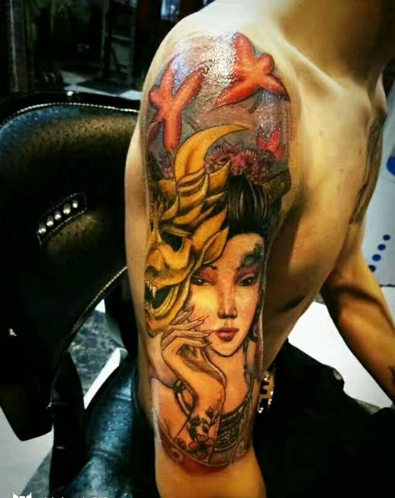 般若艺妓纹身图片