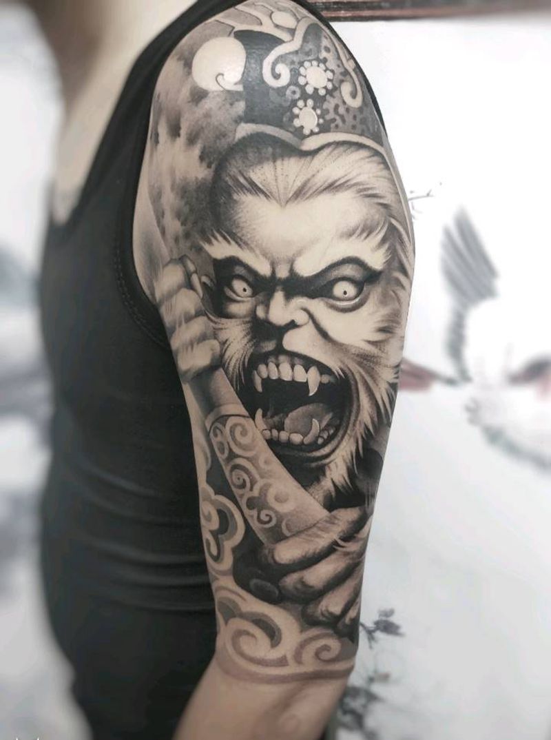 猴子纹身图片_手臂新传统纹身图案