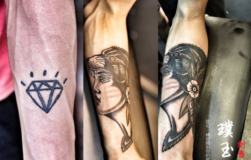 old school遮盖失败纹身纹身图片