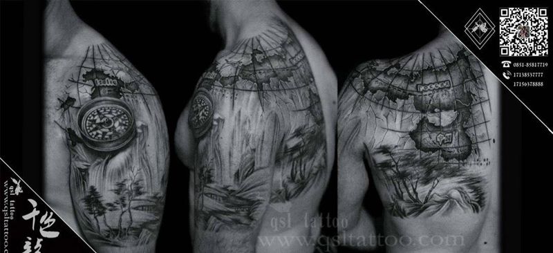 反半甲设计纹身图片