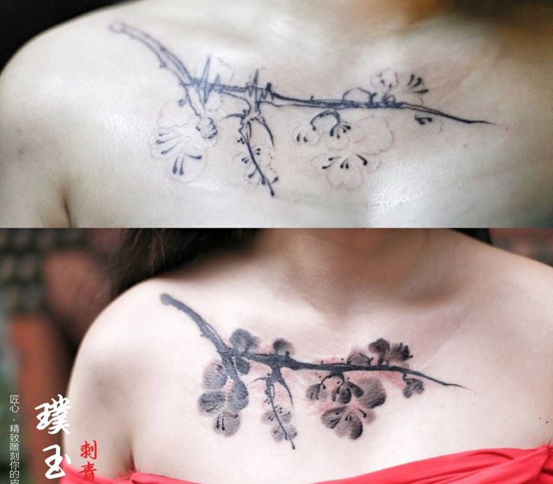 遮盖心电图纹身图片