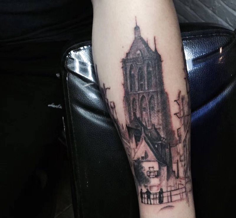 未完成建筑纹身图片