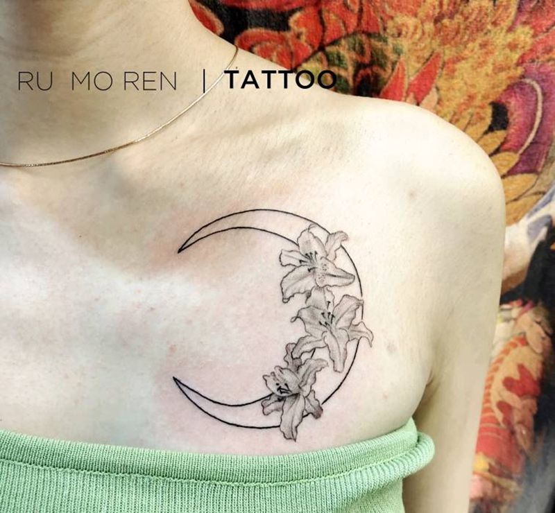 百合纹身图片_小清新纹身图案