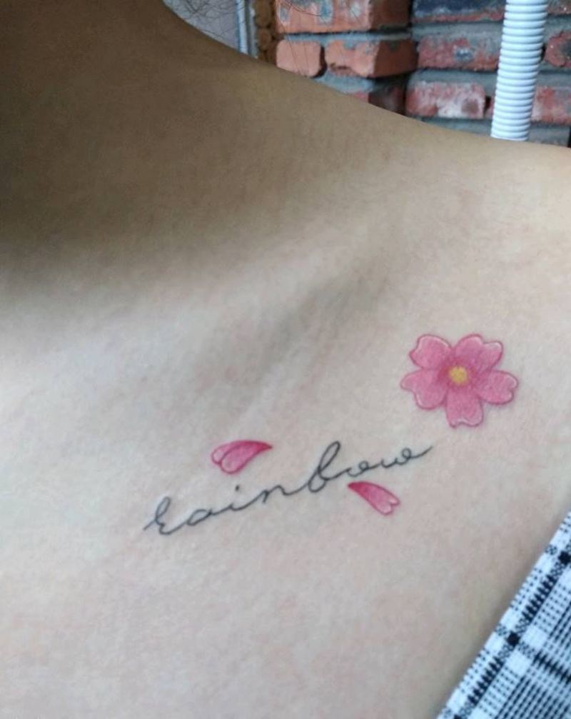 锁骨樱花纹身图片