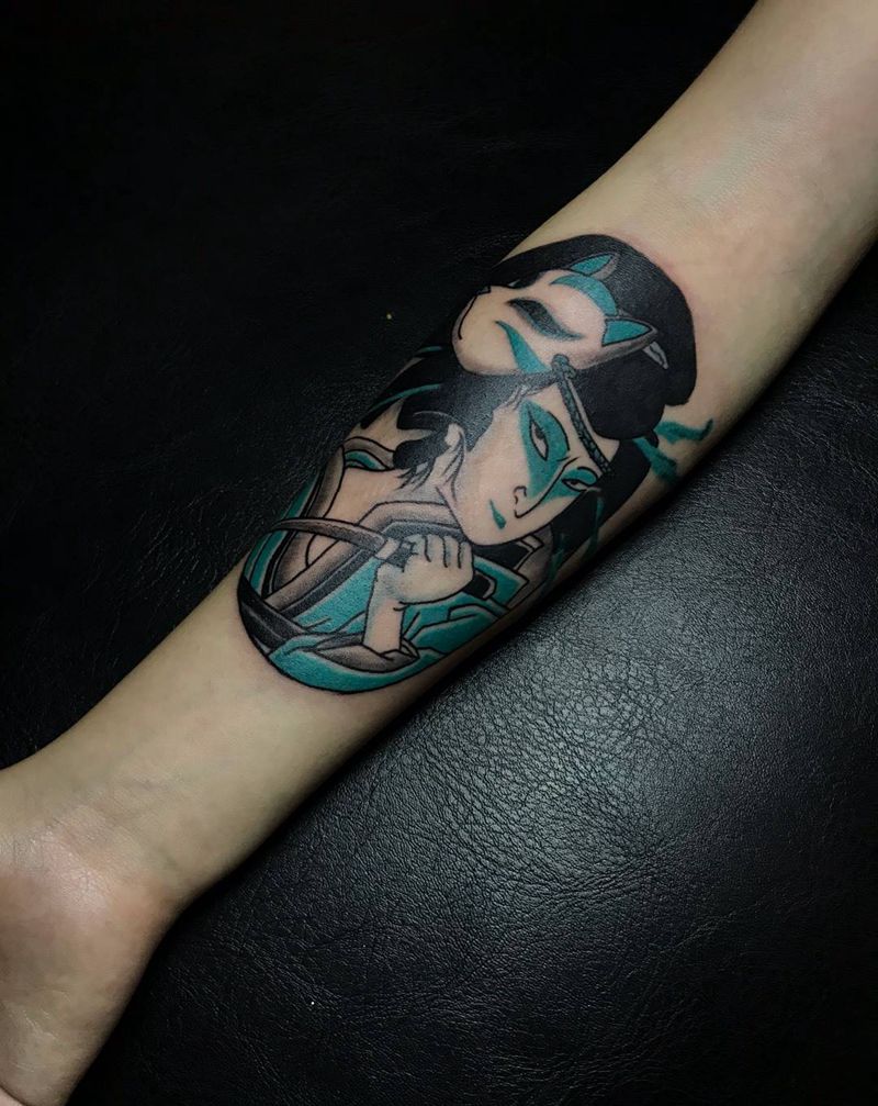 艺妓纹身图片_手臂新传统纹身图案