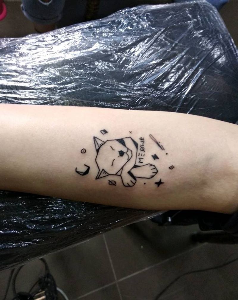 几何小猫纹身图片