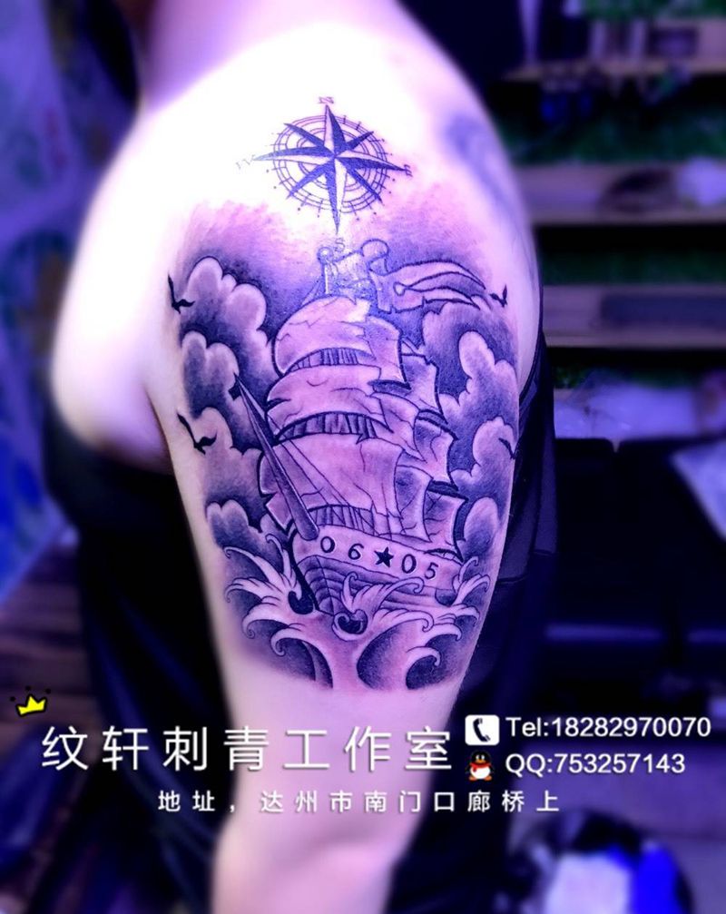 帆船纹身图片