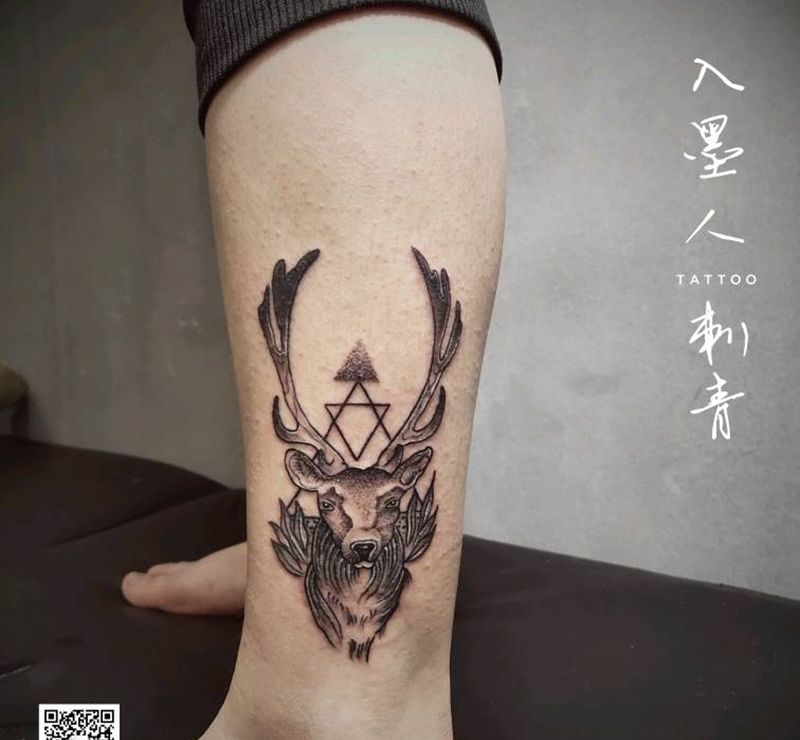 鹿头纹身图片
