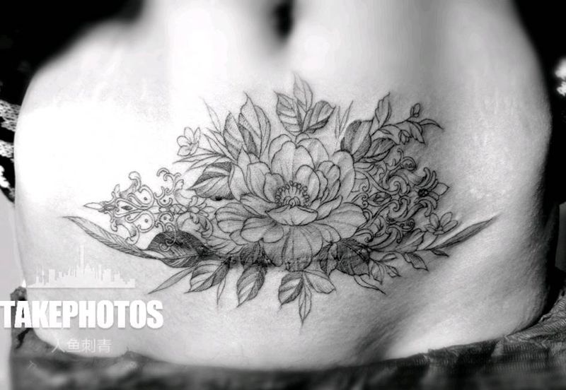 遮盖纹身图片_腹部纹身图案