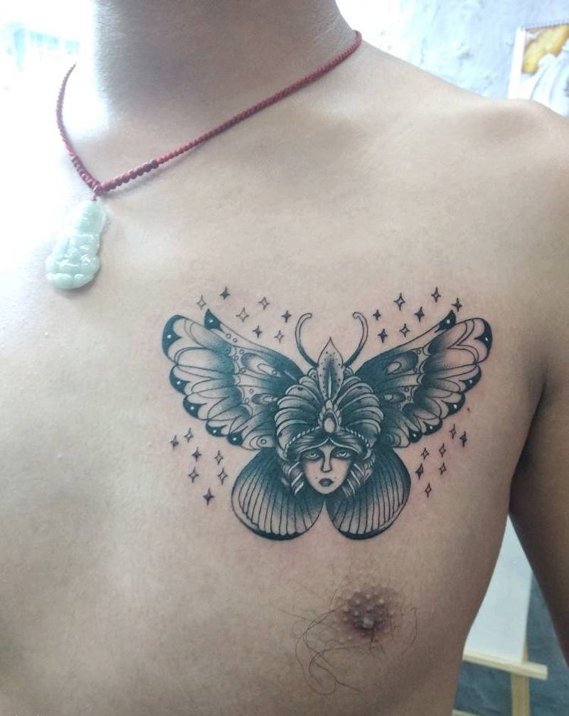 蝴蝶人脸纹身图片