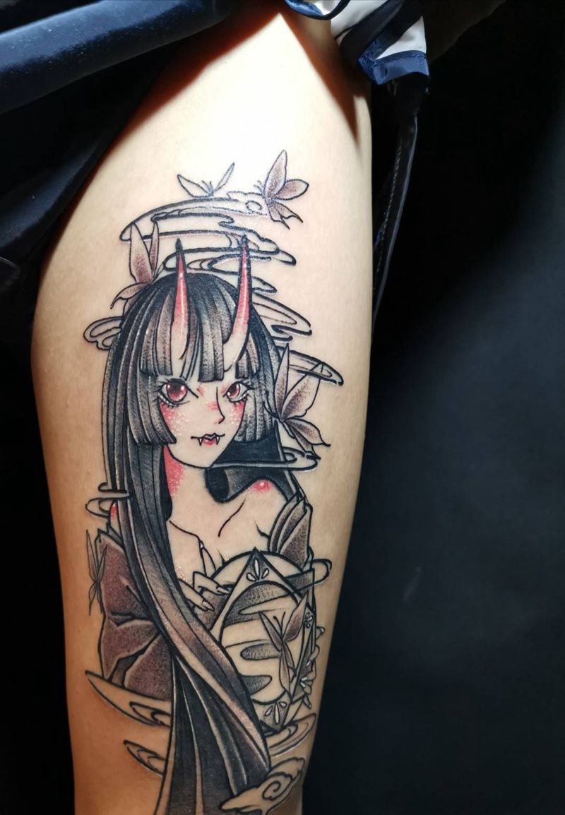 圆针雾面的碰撞纹身图片