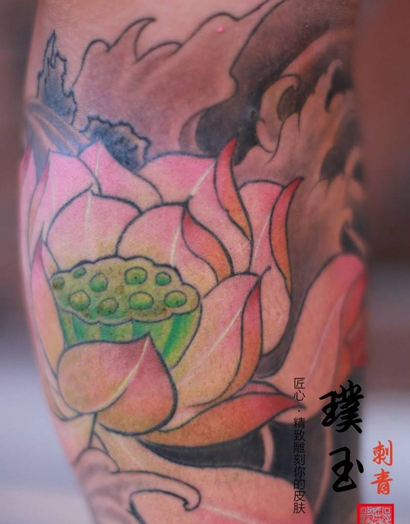 包小腿完成，线条非本人作品。纹身图片