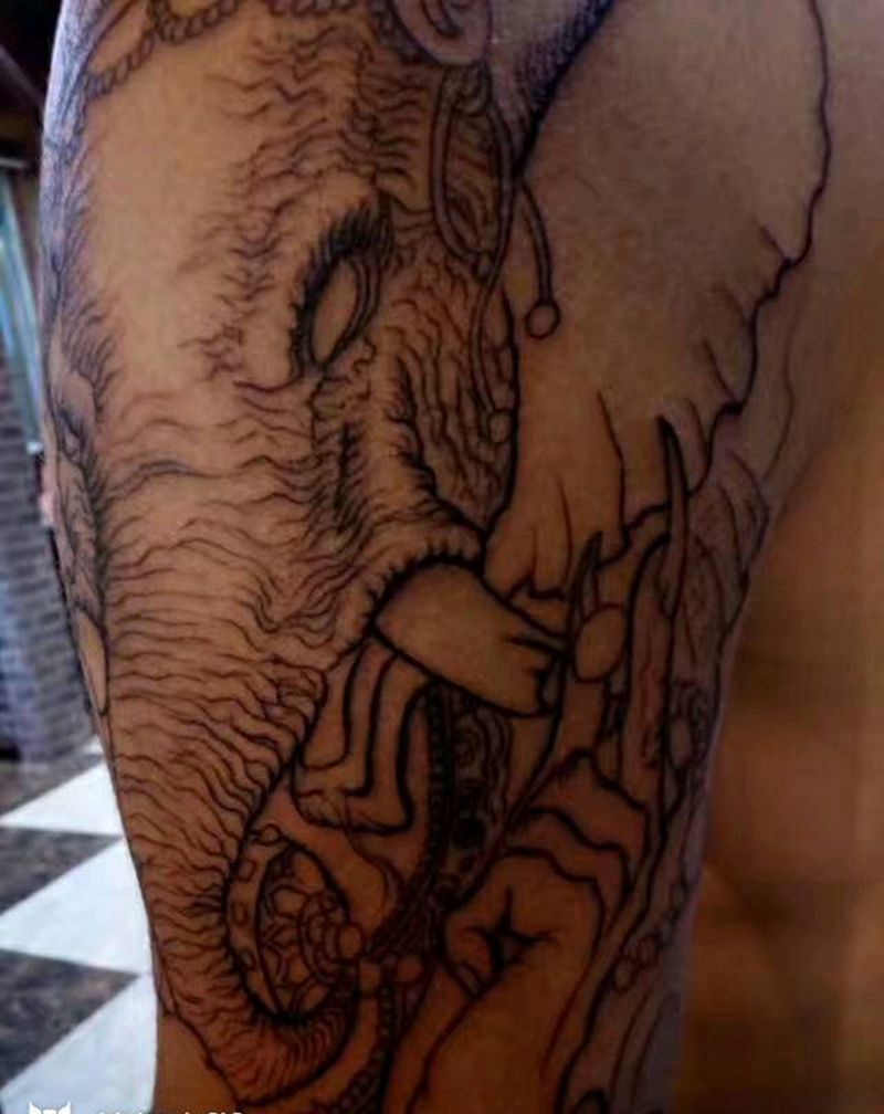 象神，未完纹身图片