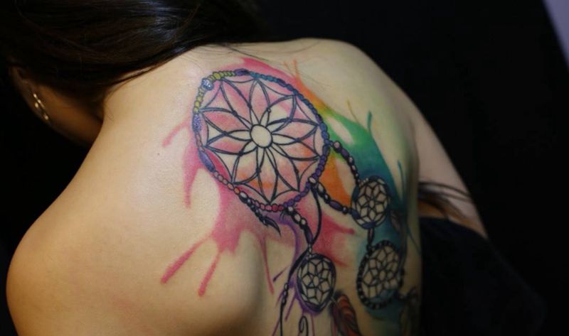 捕梦网纹身图片