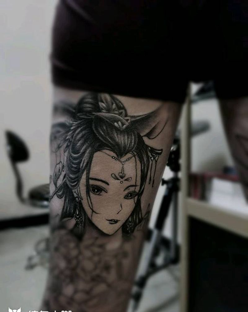 古风美女纹身图片