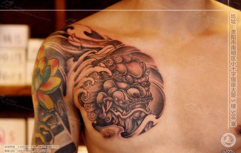 唐狮子纹身图片