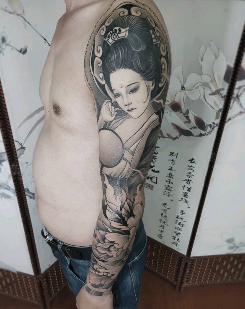 花臂未完待续纹身图片_手臂新传统纹身图案