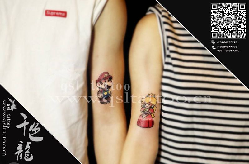 小时候的超级玛丽纹身图片