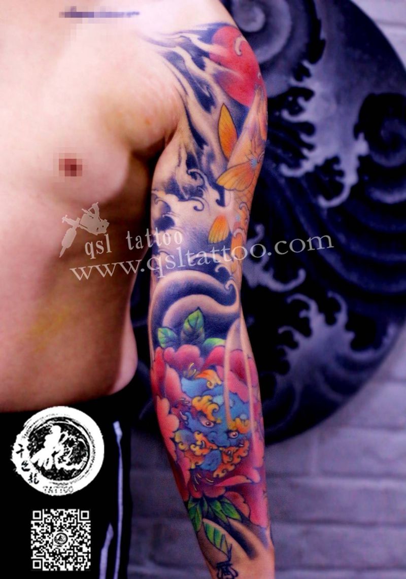 新传统设计理念花臂纹身图片