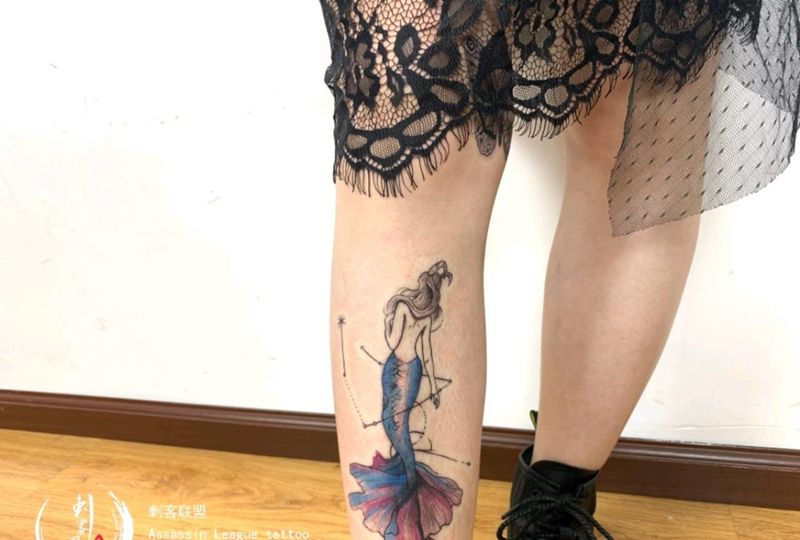 老疤痕艺术遮盖纹身图片_腿部遮盖纹身图案