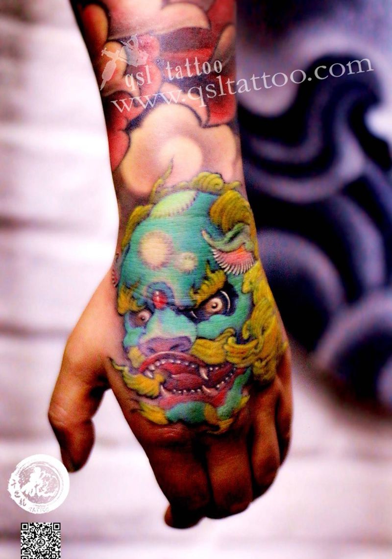 唐狮子纹身图片