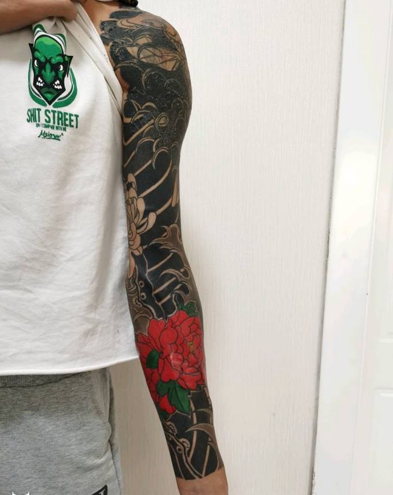 日式花臂（未完）纹身图片_手臂纹身图案