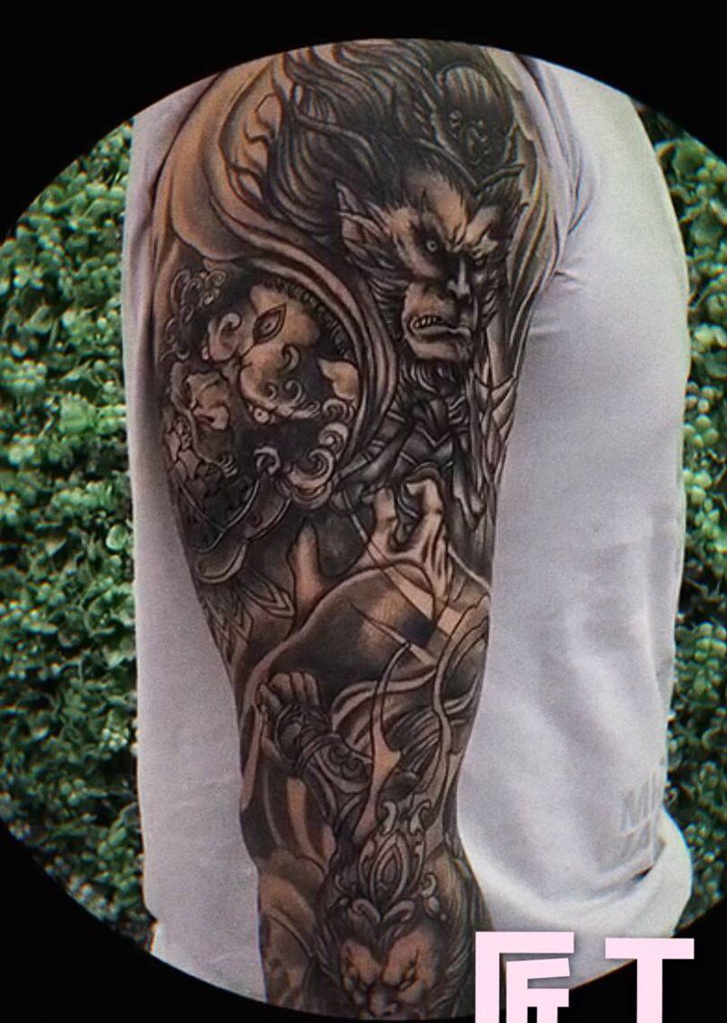 真假猴王纹身图片_手臂新传统悟空纹身图案