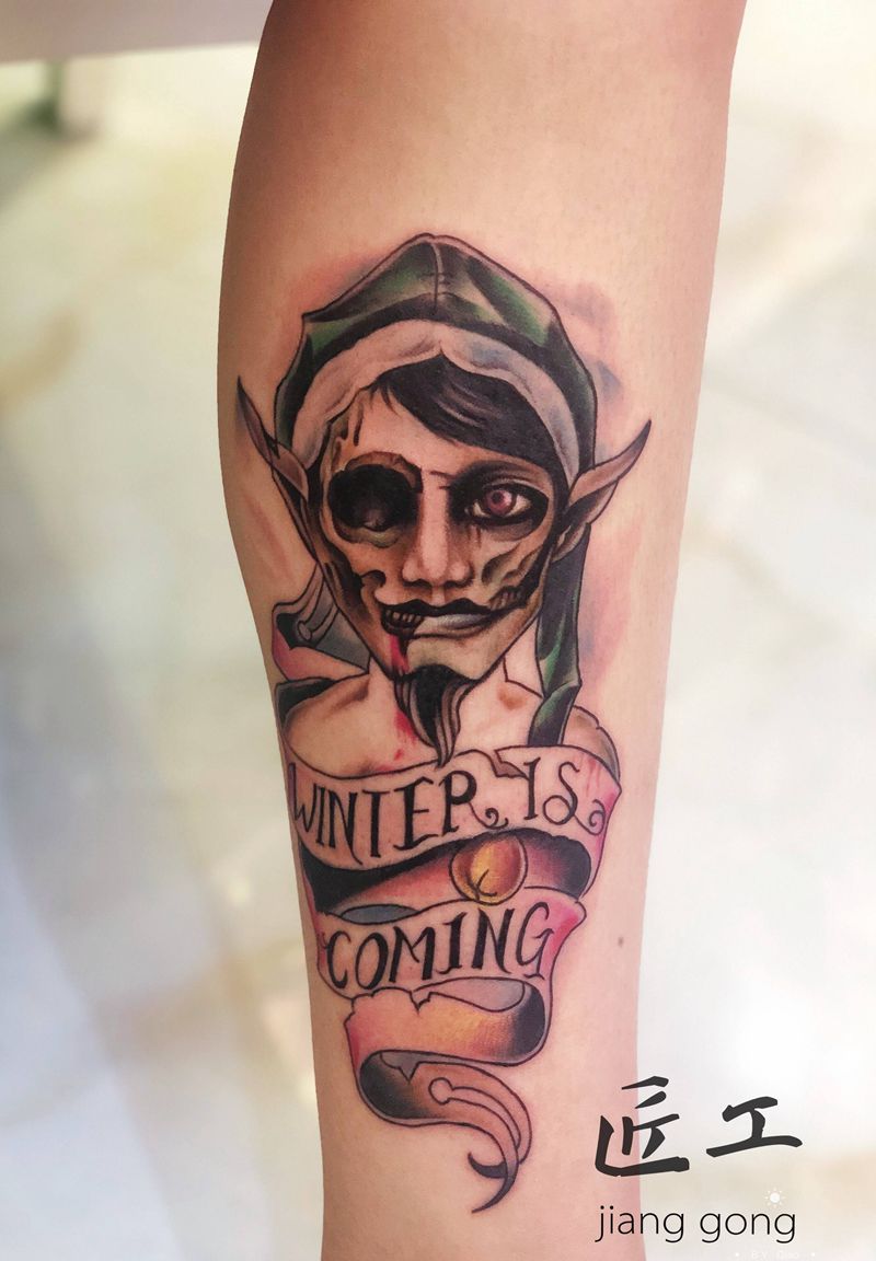 ！纹身图片_腿部New School纹身图案