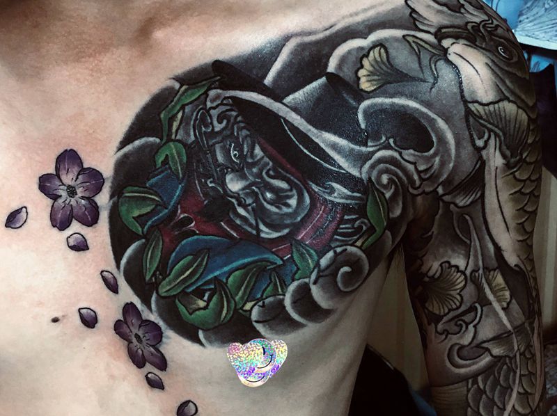 半甲花臂纹身图片_手部手臂新传统纹身图案