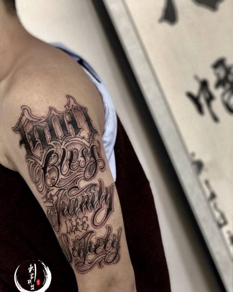 奇卡诺花体字纹身图片_手臂花体字纹身图案