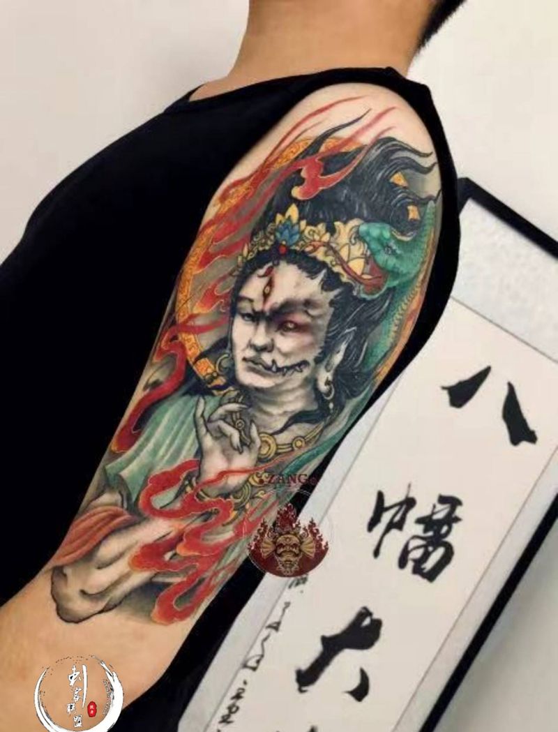 一念之念纹身图片_手臂传统纹身图案