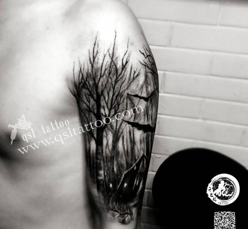 黯黑森林纹身图片