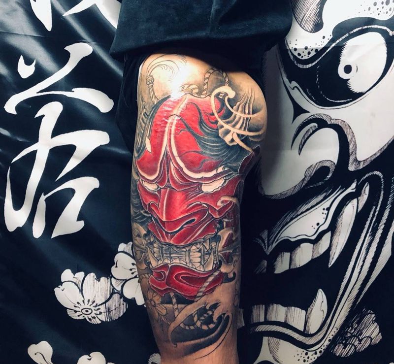 大腿般若纹身图片