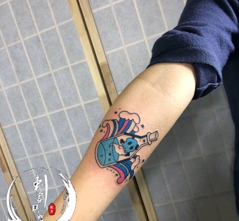 漂流瓶纹身图片_手臂纹身图案