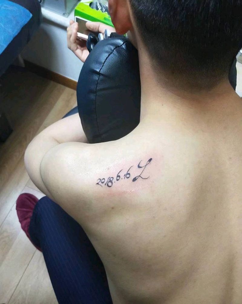 数字纹身图片_肩部数字纹身图案