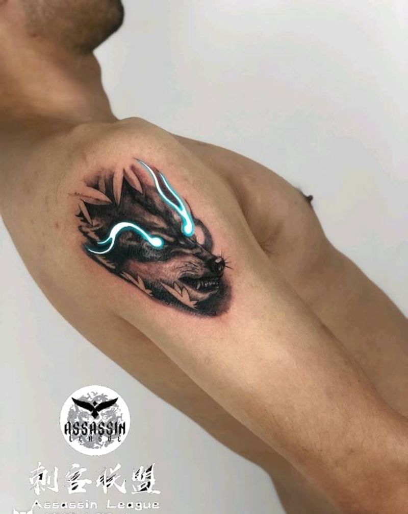 狼头纹身图片_动物纹身图案
