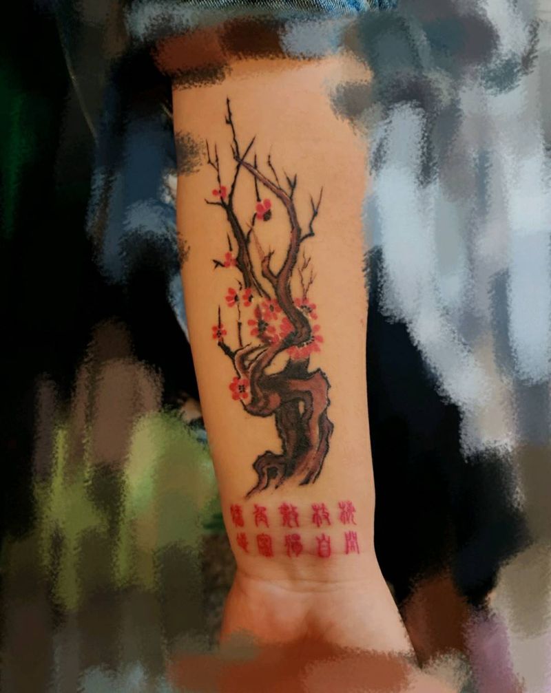 傲立寒梅纹身图片_手臂纹身图案