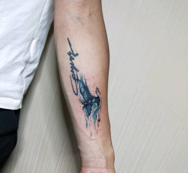 遮盖修改纹身图片_手臂水彩纹身图案