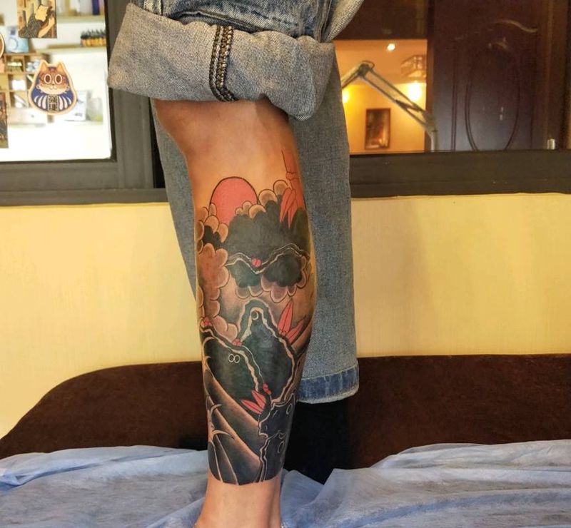 传统纹身图片_脚部老传统纹身图案