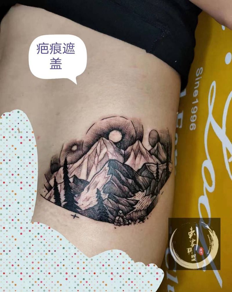 疤痕遮盖纹身图片_腰部遮盖纹身图案