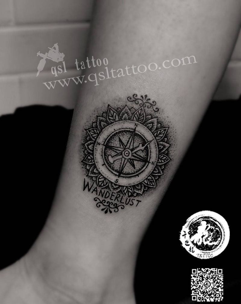 指南针纹身图片