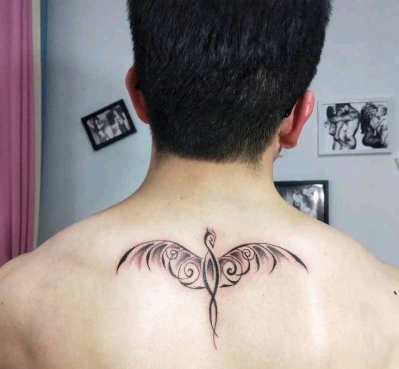 抽象小图腾凤凰纹身图片_背部图腾纹身图案