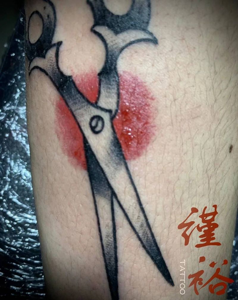 剪子纹身图片_Old School纹身图案