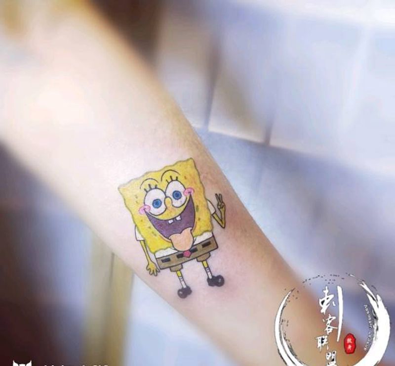 海绵宝宝纹身图片_Old School纹身图案